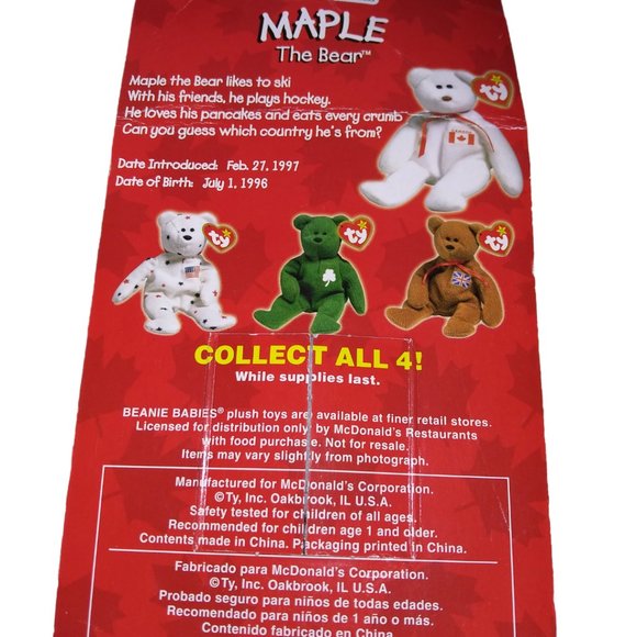 Vintage TY Beanie Babies Britannia Glory Maple Ronald McDonalds House Lot of 3 - Picture 5 of 5